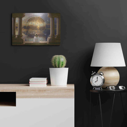 Luxe Metal Art 'Bitcoin Deco Three' by Steve Hunziker Metal Wall Art,24x16