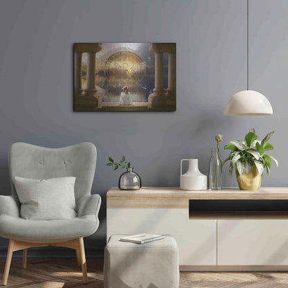 Luxe Metal Art 'Bitcoin Deco Three' by Steve Hunziker Metal Wall Art,24x16