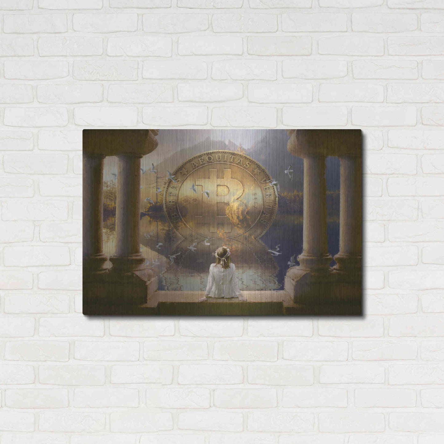 Luxe Metal Art 'Bitcoin Deco Three' by Steve Hunziker Metal Wall Art,36x24
