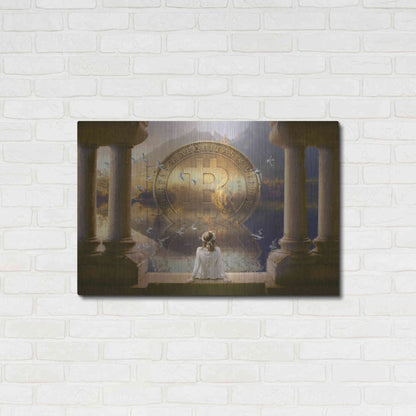 Luxe Metal Art 'Bitcoin Deco Three' by Steve Hunziker Metal Wall Art,36x24