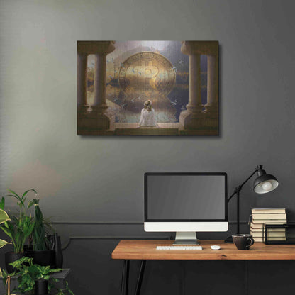 Luxe Metal Art 'Bitcoin Deco Three' by Steve Hunziker Metal Wall Art,36x24