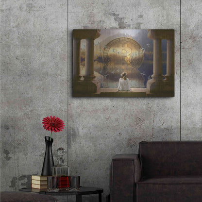 Luxe Metal Art 'Bitcoin Deco Three' by Steve Hunziker Metal Wall Art,36x24