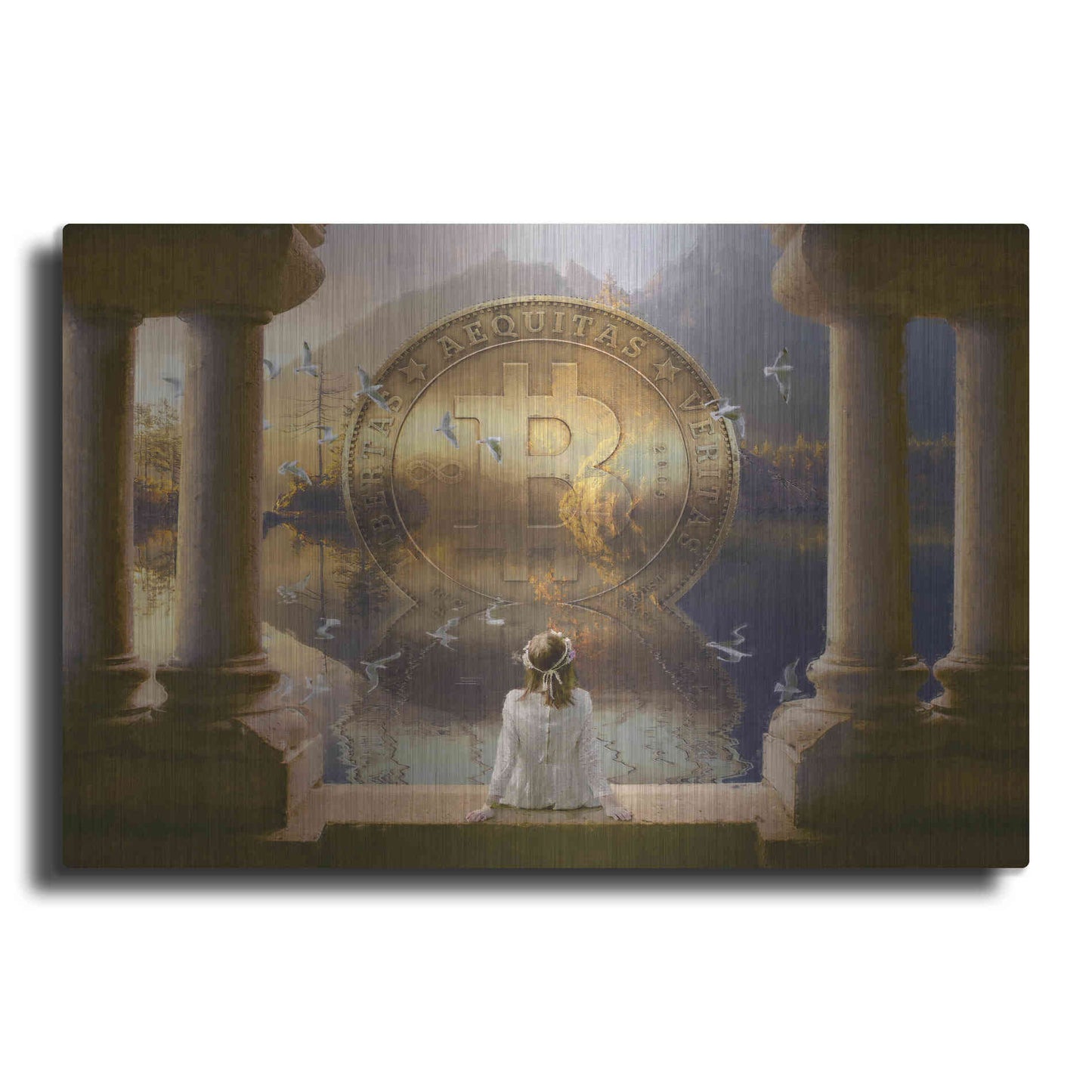 Luxe Metal Art 'Bitcoin Deco Three' by Steve Hunziker Metal Wall Art