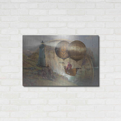 Luxe Metal Art 'Bitcoin Deco Two' by Steve Hunziker Metal Wall Art,36x24