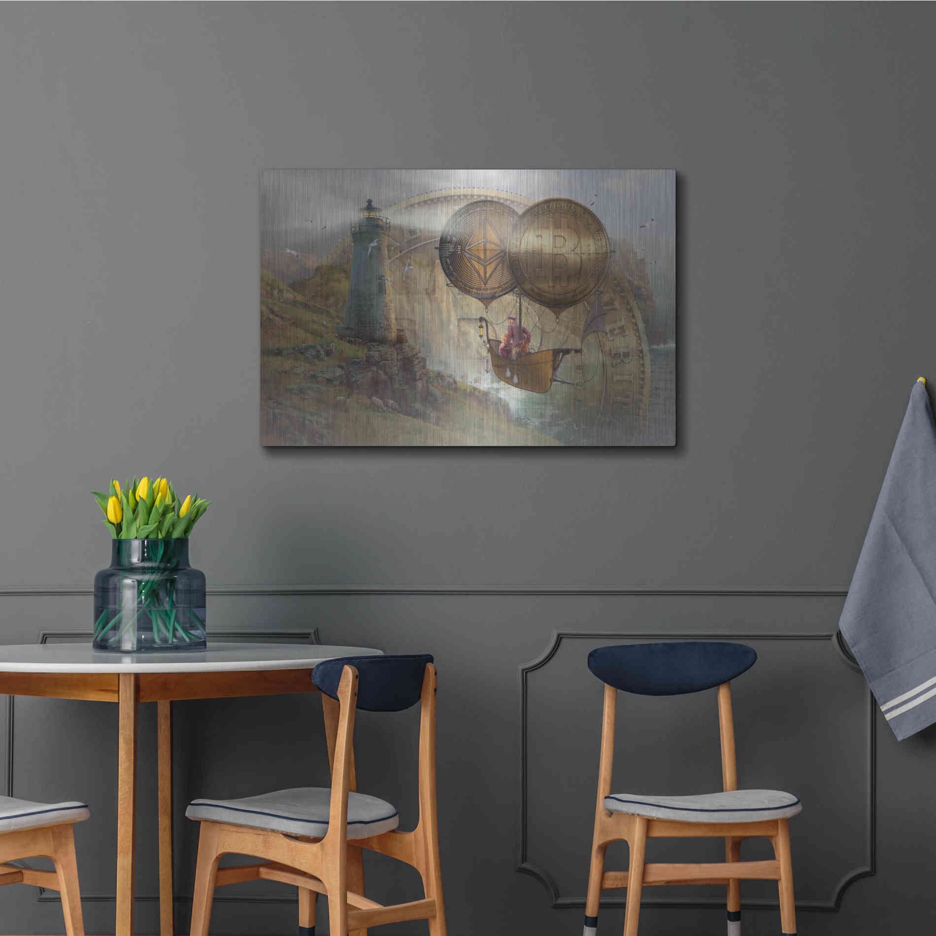 Luxe Metal Art 'Bitcoin Deco Two' by Steve Hunziker Metal Wall Art,36x24