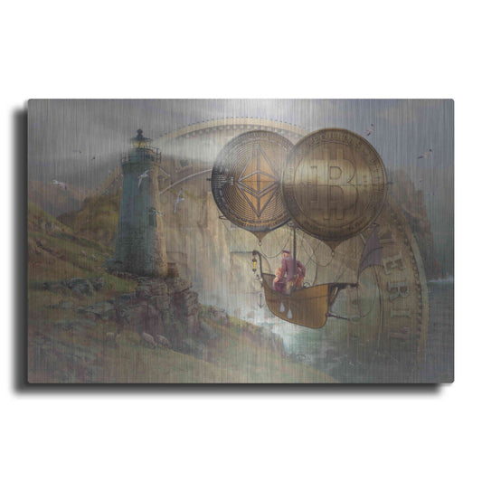 Luxe Metal Art 'Bitcoin Deco Two' by Steve Hunziker Metal Wall Art