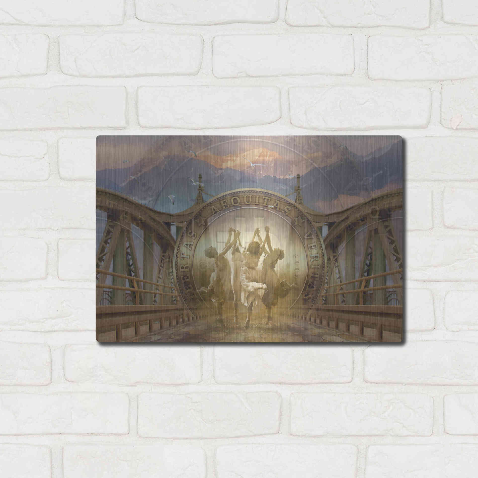 Luxe Metal Art 'Bitcoin Deco One' by Steve Hunziker Metal Wall Art,16x12