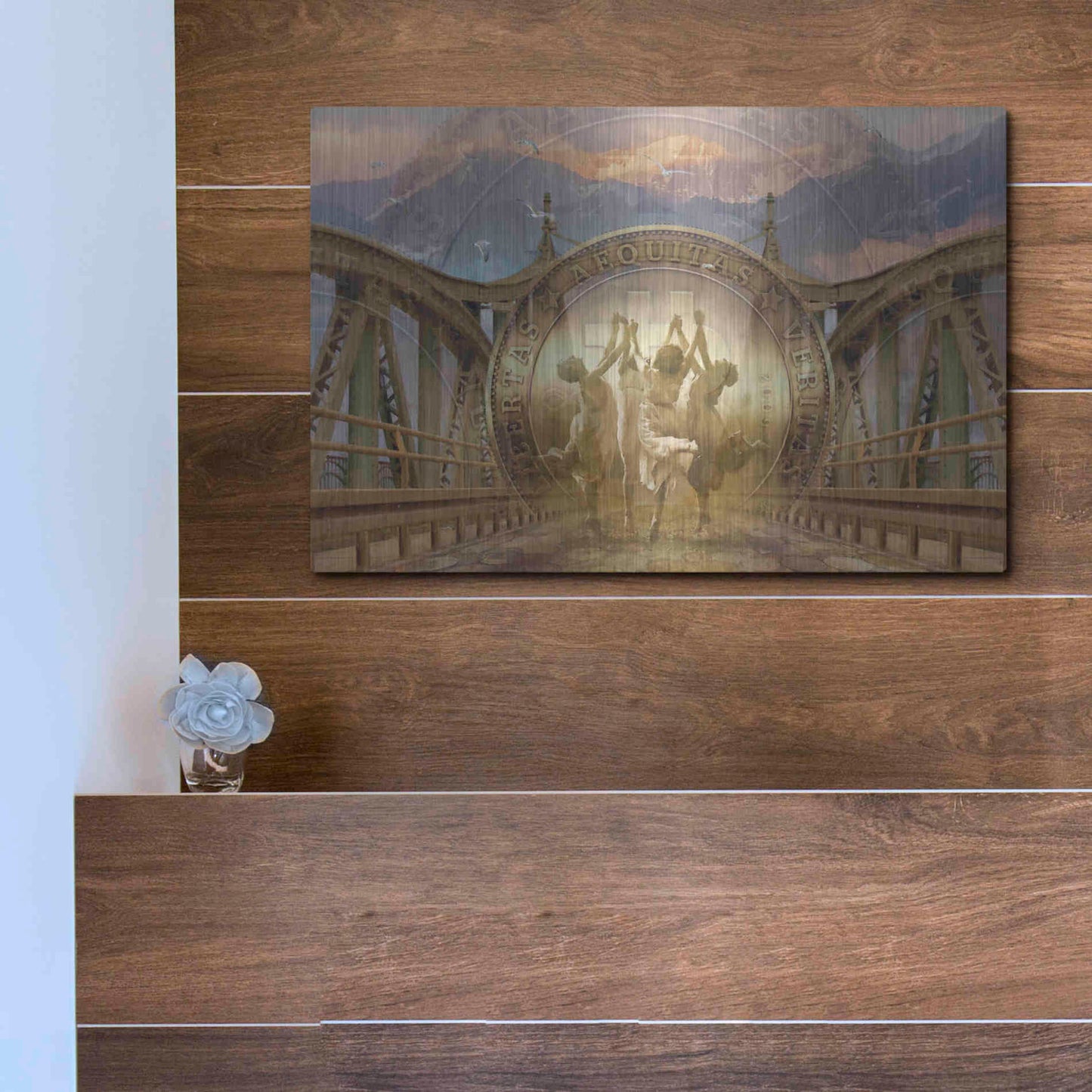 Luxe Metal Art 'Bitcoin Deco One' by Steve Hunziker Metal Wall Art,16x12