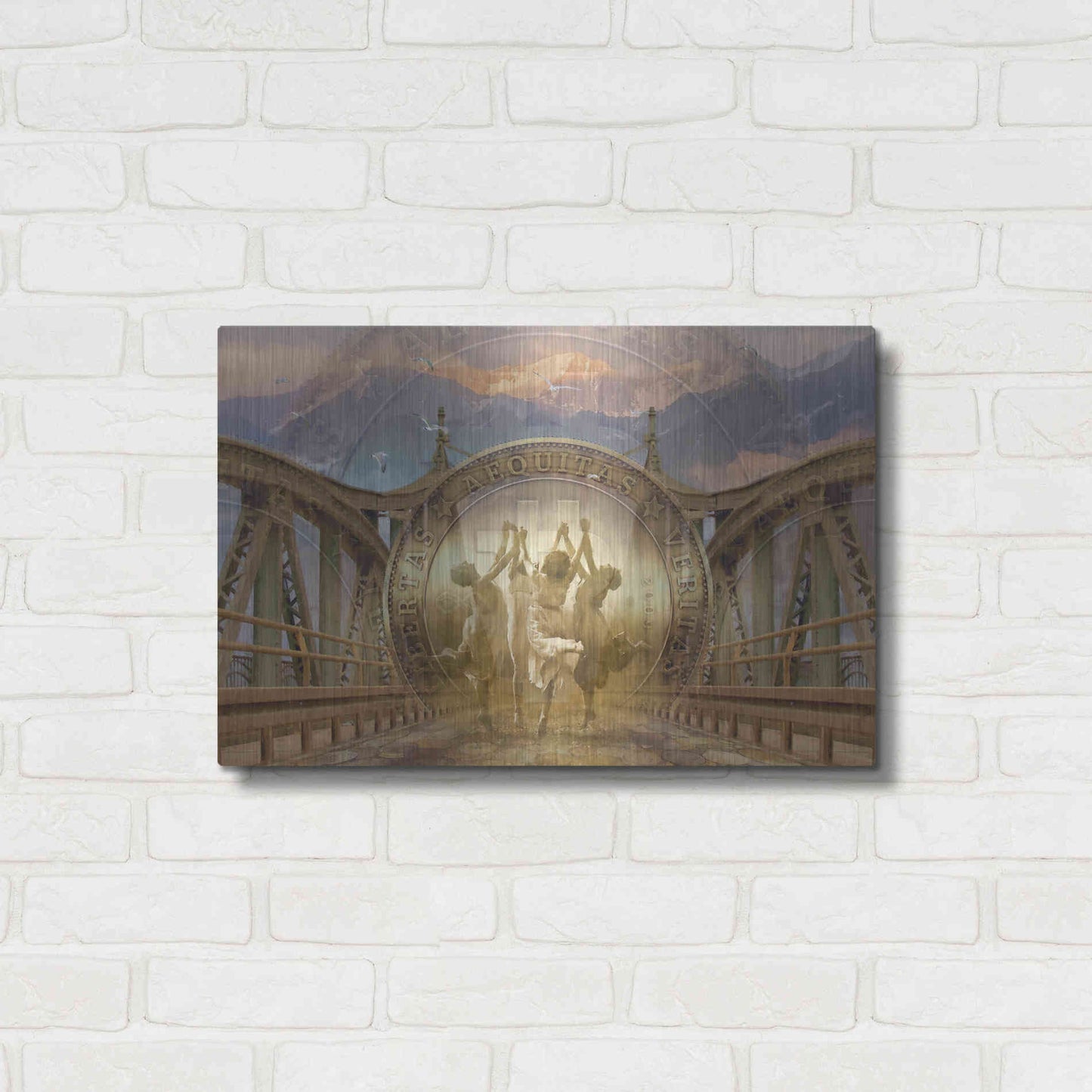 Luxe Metal Art 'Bitcoin Deco One' by Steve Hunziker Metal Wall Art,24x16