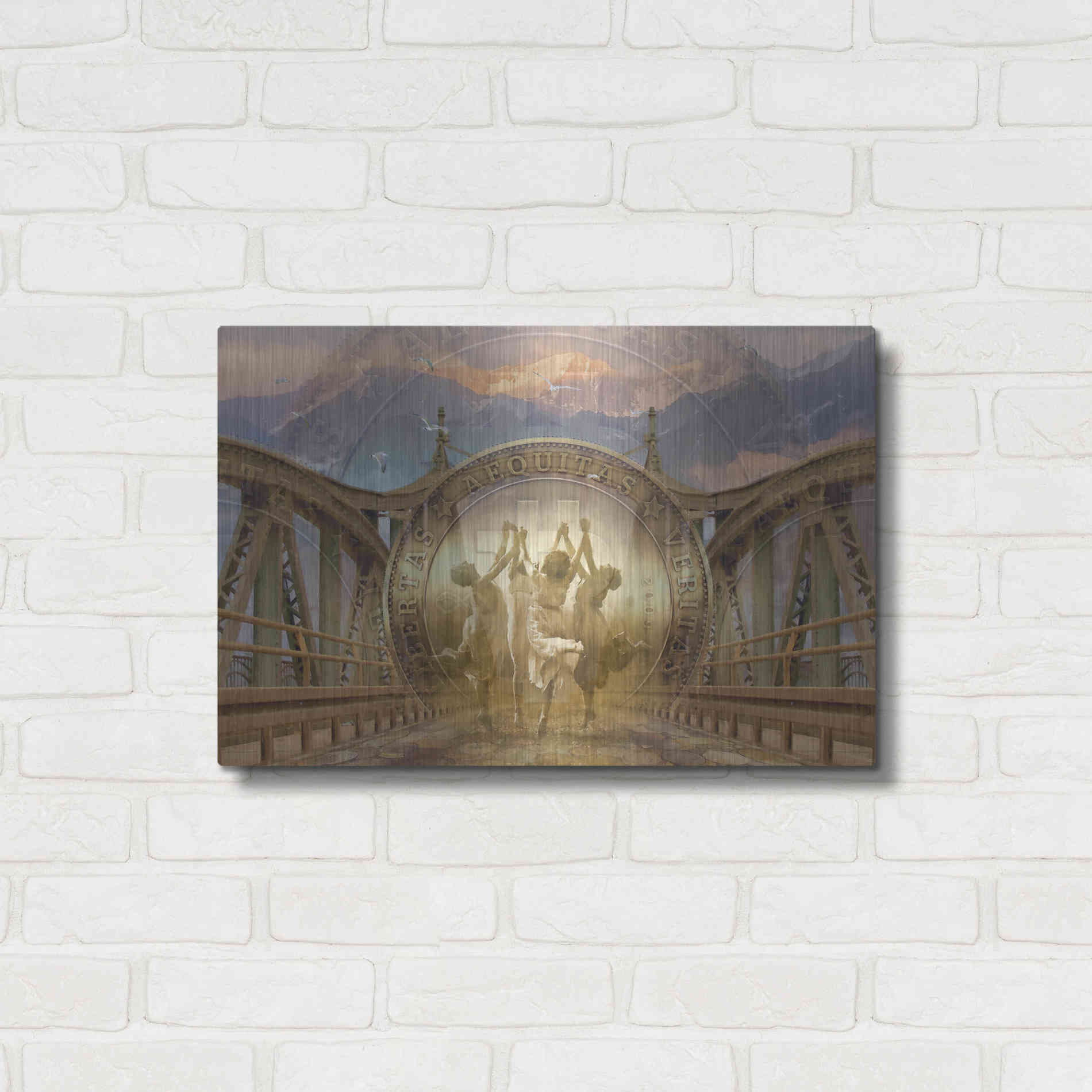 Luxe Metal Art 'Bitcoin Deco One' by Steve Hunziker Metal Wall Art,24x16