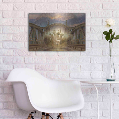 Luxe Metal Art 'Bitcoin Deco One' by Steve Hunziker Metal Wall Art,24x16