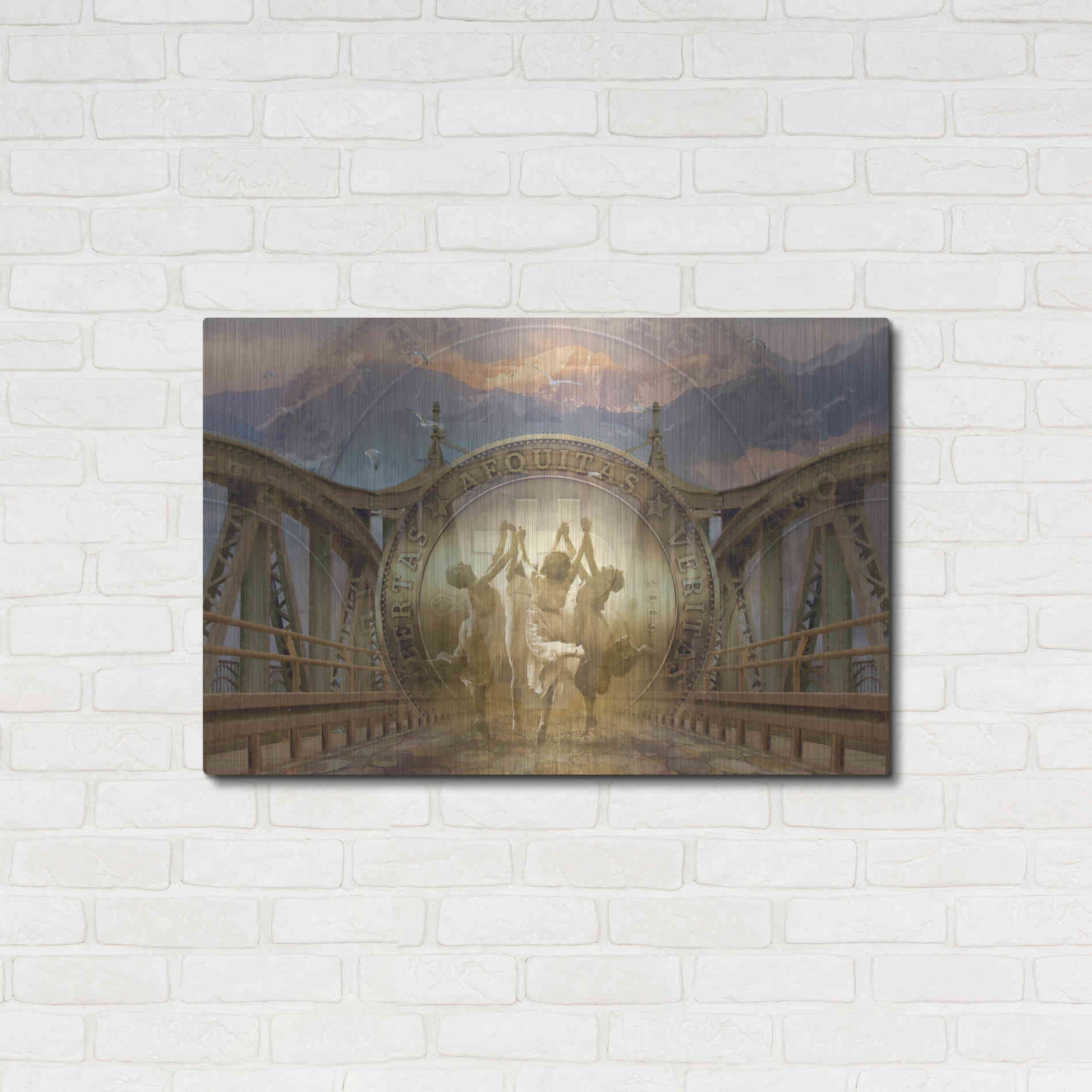 Luxe Metal Art 'Bitcoin Deco One' by Steve Hunziker Metal Wall Art,36x24