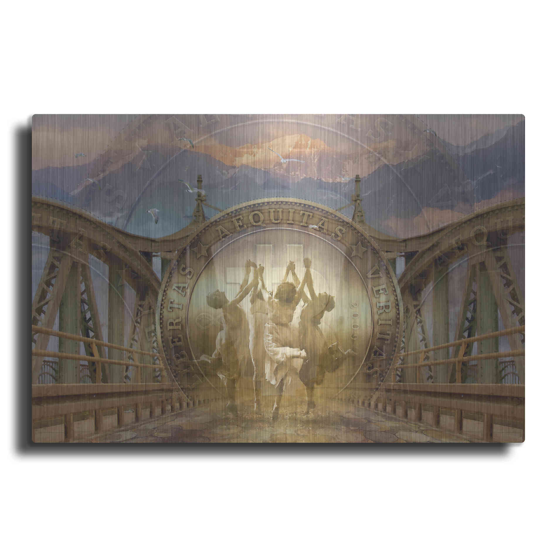 Luxe Metal Art 'Bitcoin Deco One' by Steve Hunziker Metal Wall Art