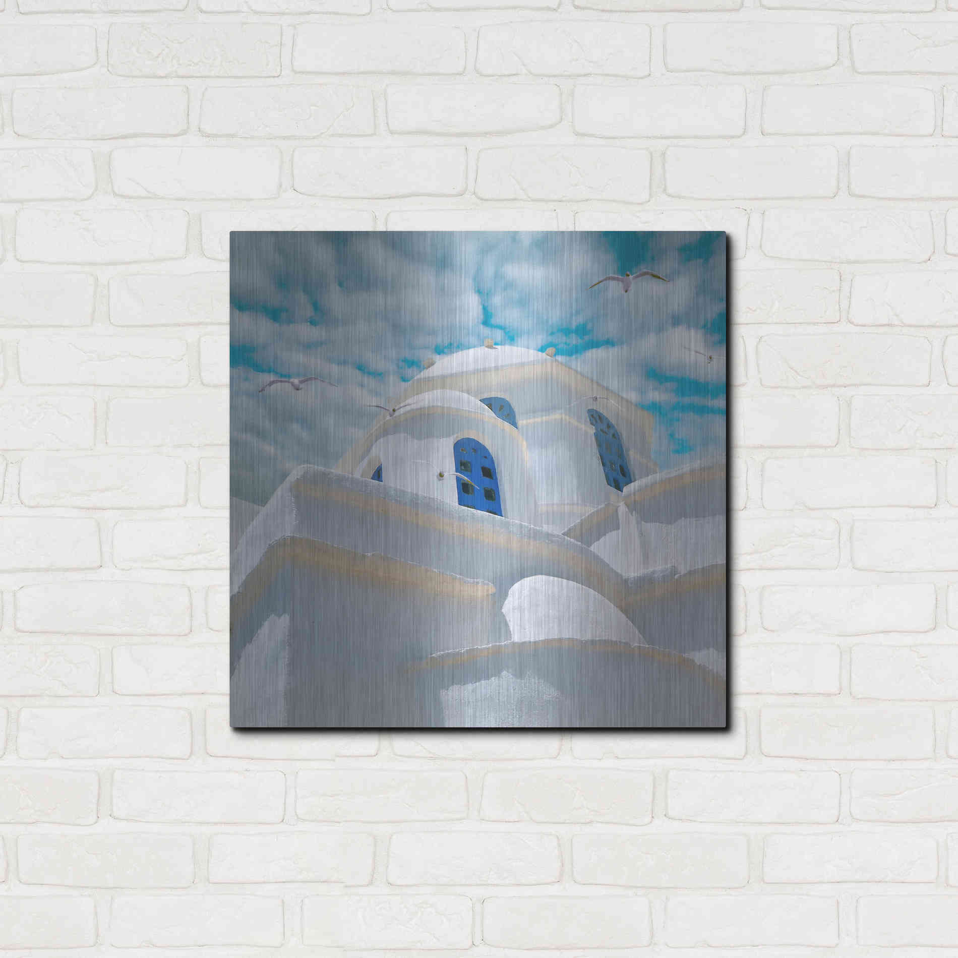 Luxe Metal Art 'Grecianblue Three' by Steve Hunziker Metal Wall Art,24x24