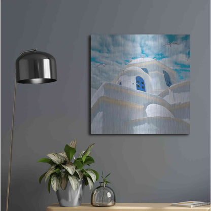 Luxe Metal Art 'Grecianblue Three' by Steve Hunziker Metal Wall Art,24x24