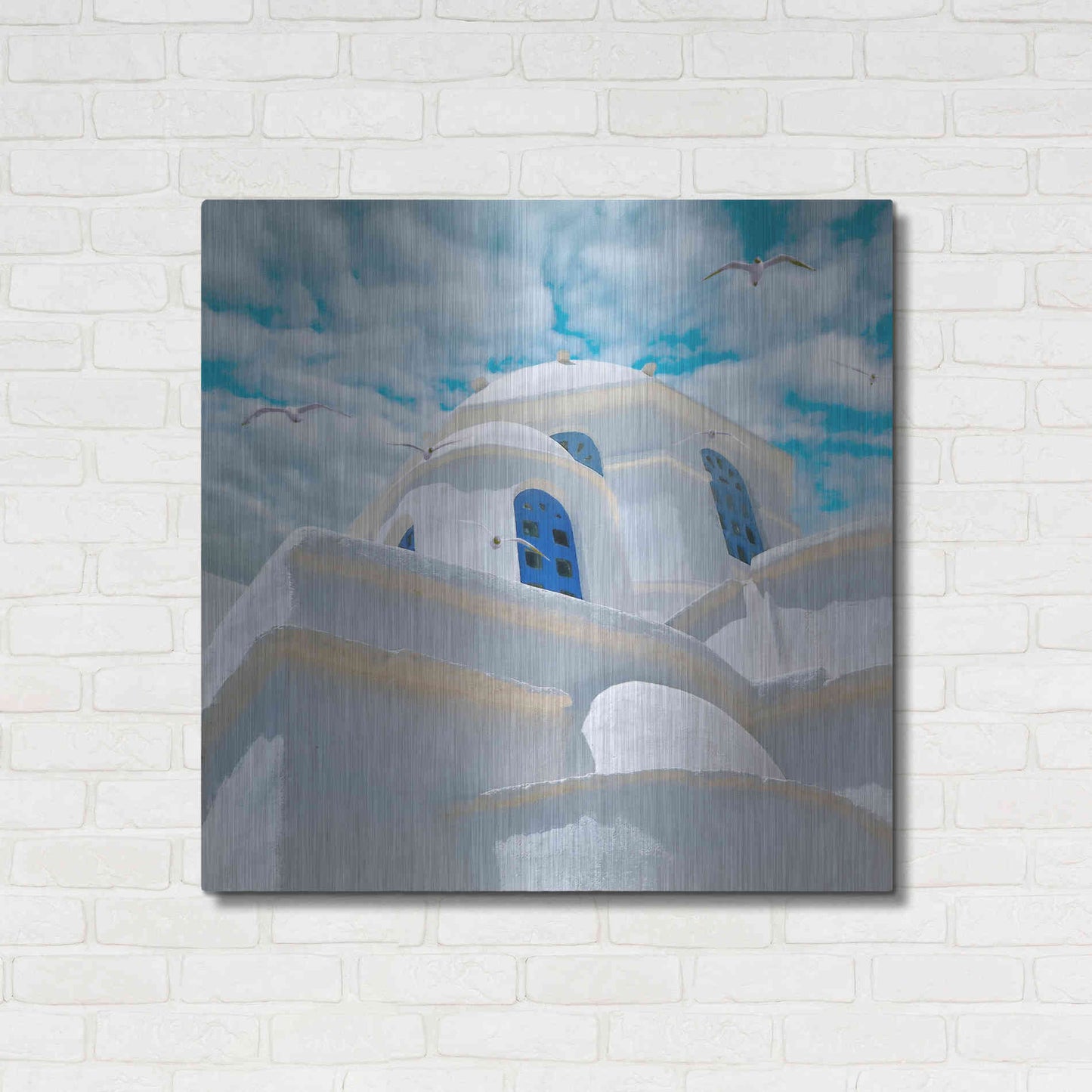 Luxe Metal Art 'Grecianblue Three' by Steve Hunziker Metal Wall Art,36x36