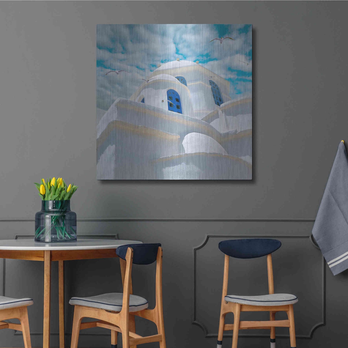 Luxe Metal Art 'Grecianblue Three' by Steve Hunziker Metal Wall Art,36x36