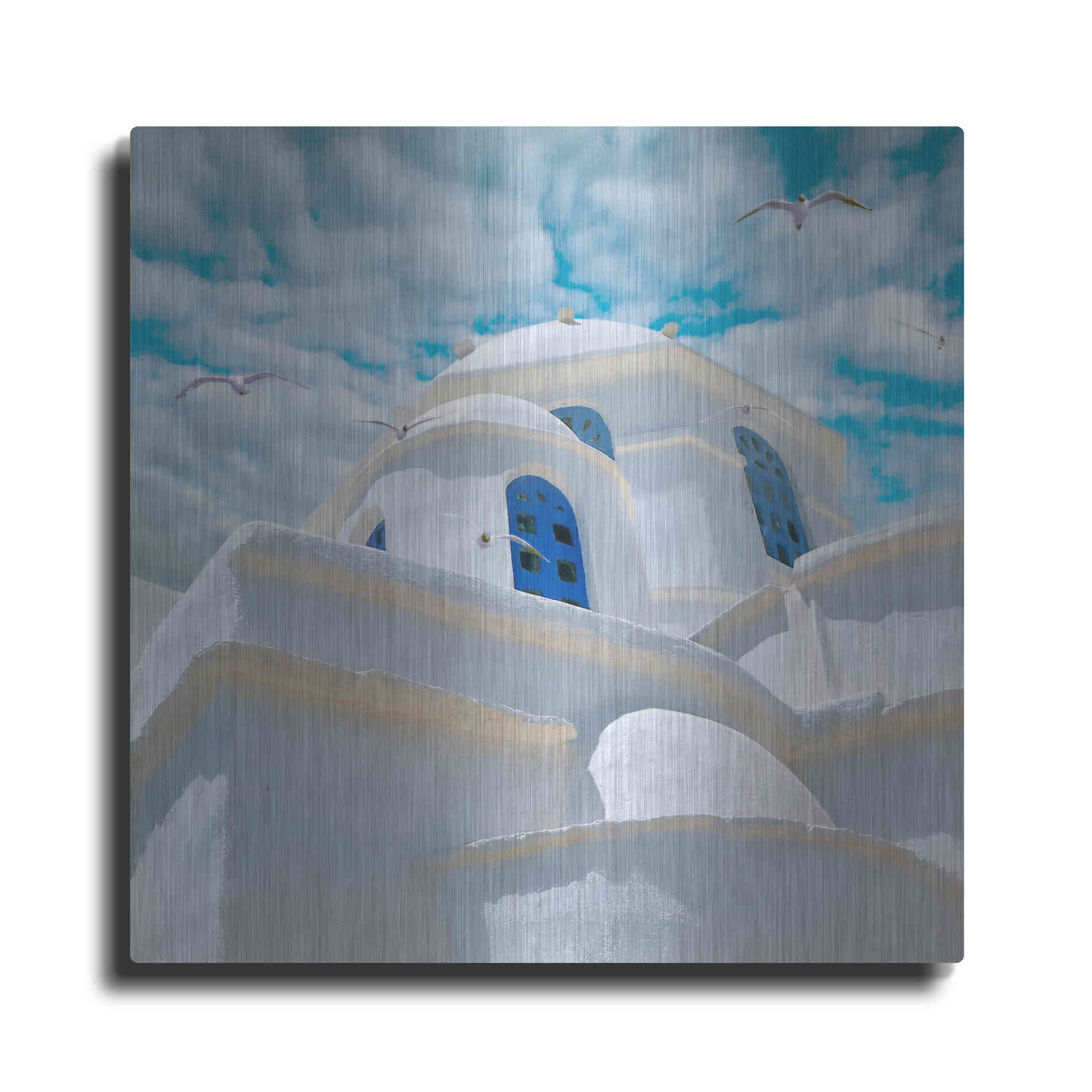 Luxe Metal Art 'Grecianblue Three' by Steve Hunziker Metal Wall Art