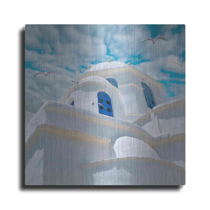 Luxe Metal Art 'Grecianblue Three' by Steve Hunziker Metal Wall Art