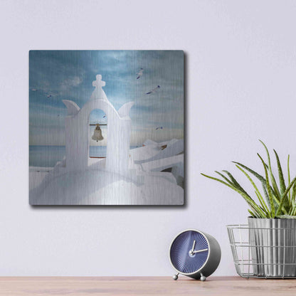 Luxe Metal Art 'Grecianblue Two' by Steve Hunziker Metal Wall Art,12x12