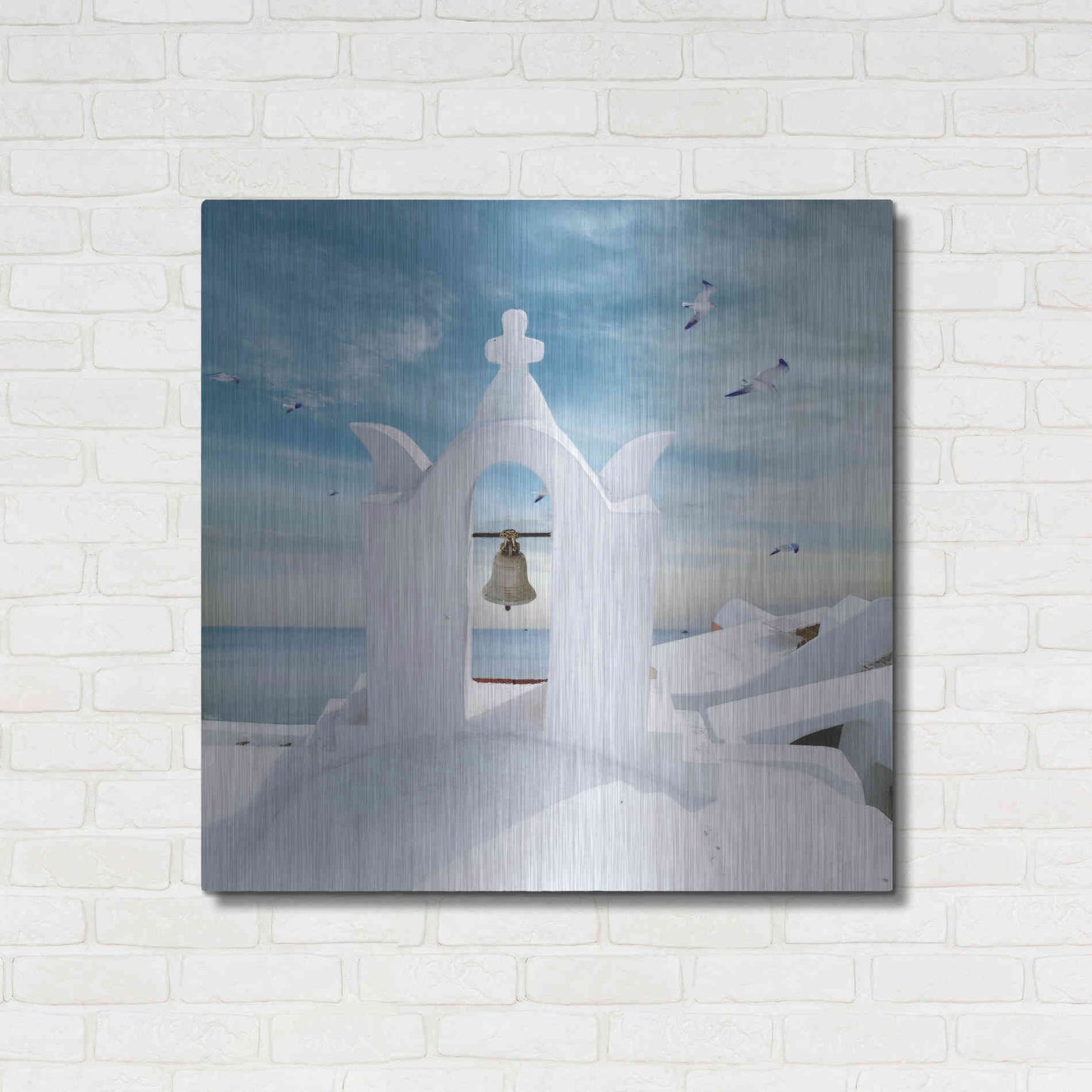 Luxe Metal Art 'Grecianblue Two' by Steve Hunziker Metal Wall Art,36x36