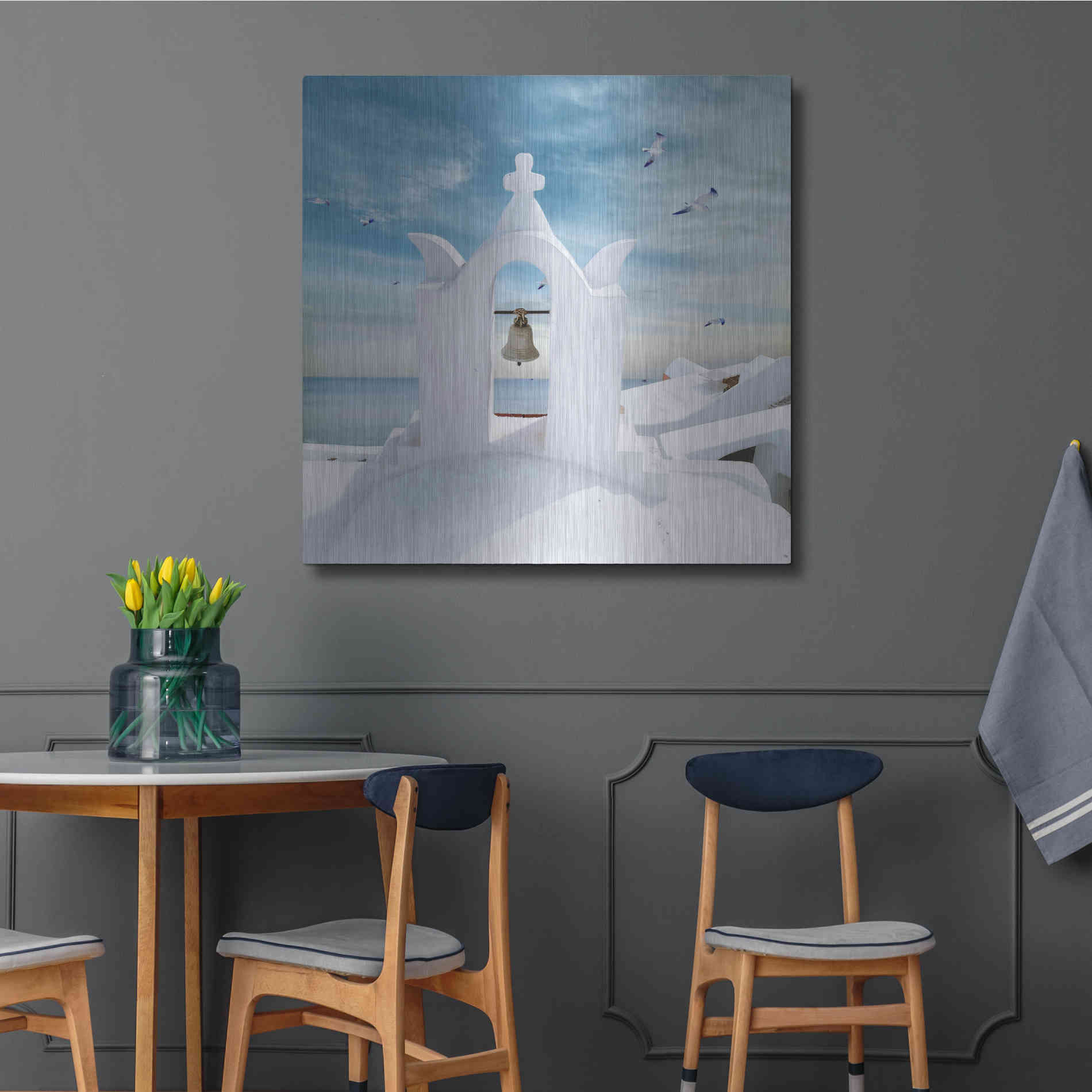 Luxe Metal Art 'Grecianblue Two' by Steve Hunziker Metal Wall Art,36x36