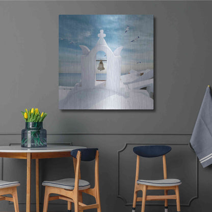 Luxe Metal Art 'Grecianblue Two' by Steve Hunziker Metal Wall Art,36x36