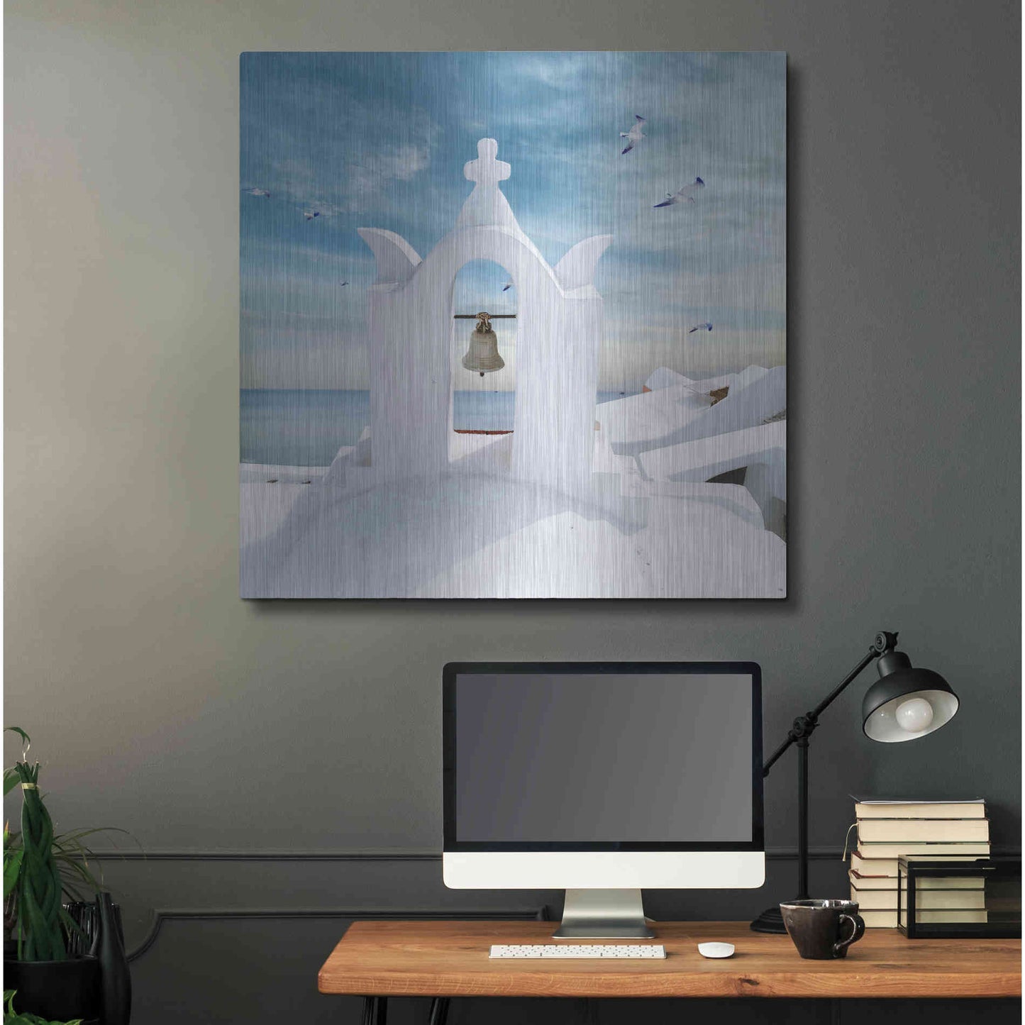 Luxe Metal Art 'Grecianblue Two' by Steve Hunziker Metal Wall Art,36x36