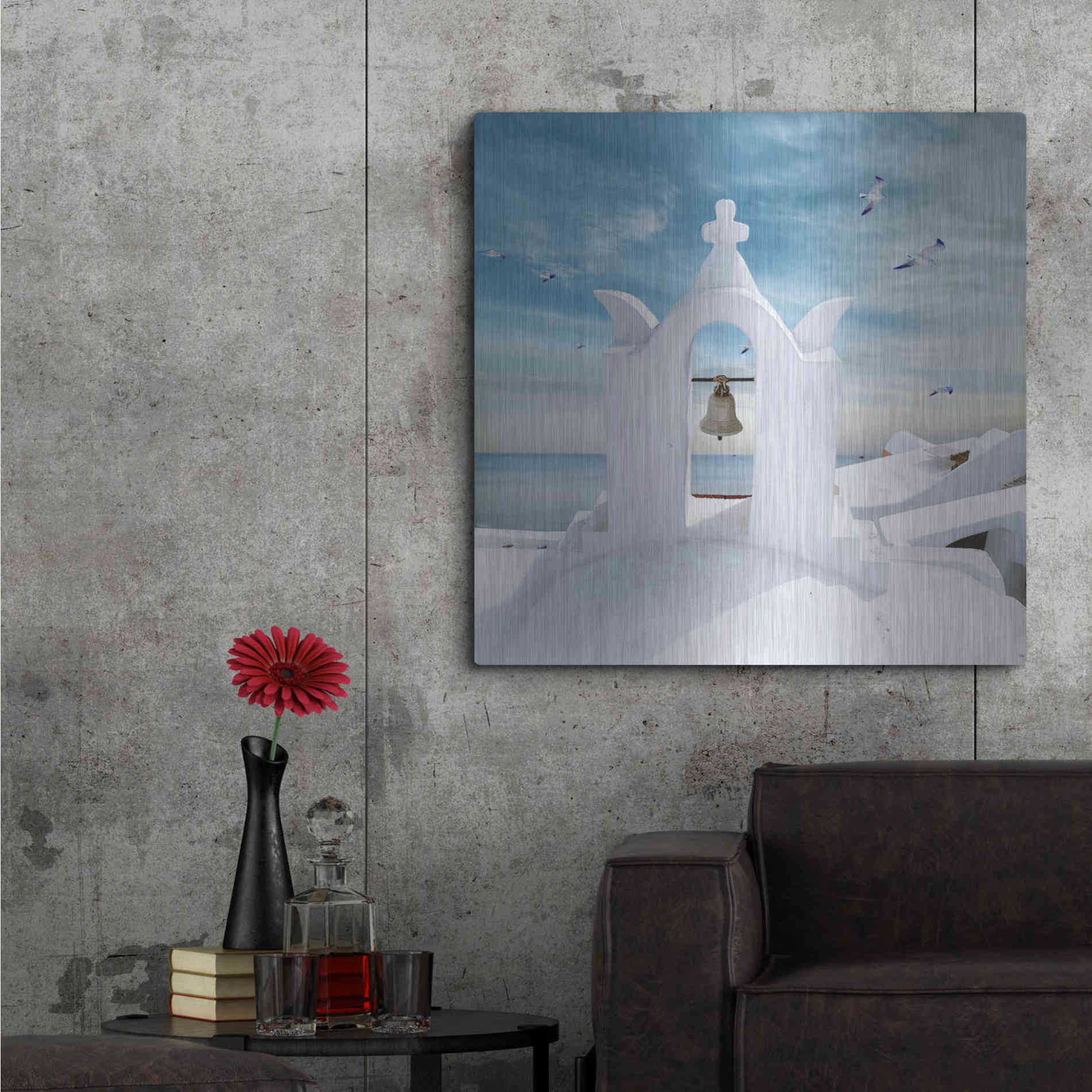 Luxe Metal Art 'Grecianblue Two' by Steve Hunziker Metal Wall Art,36x36