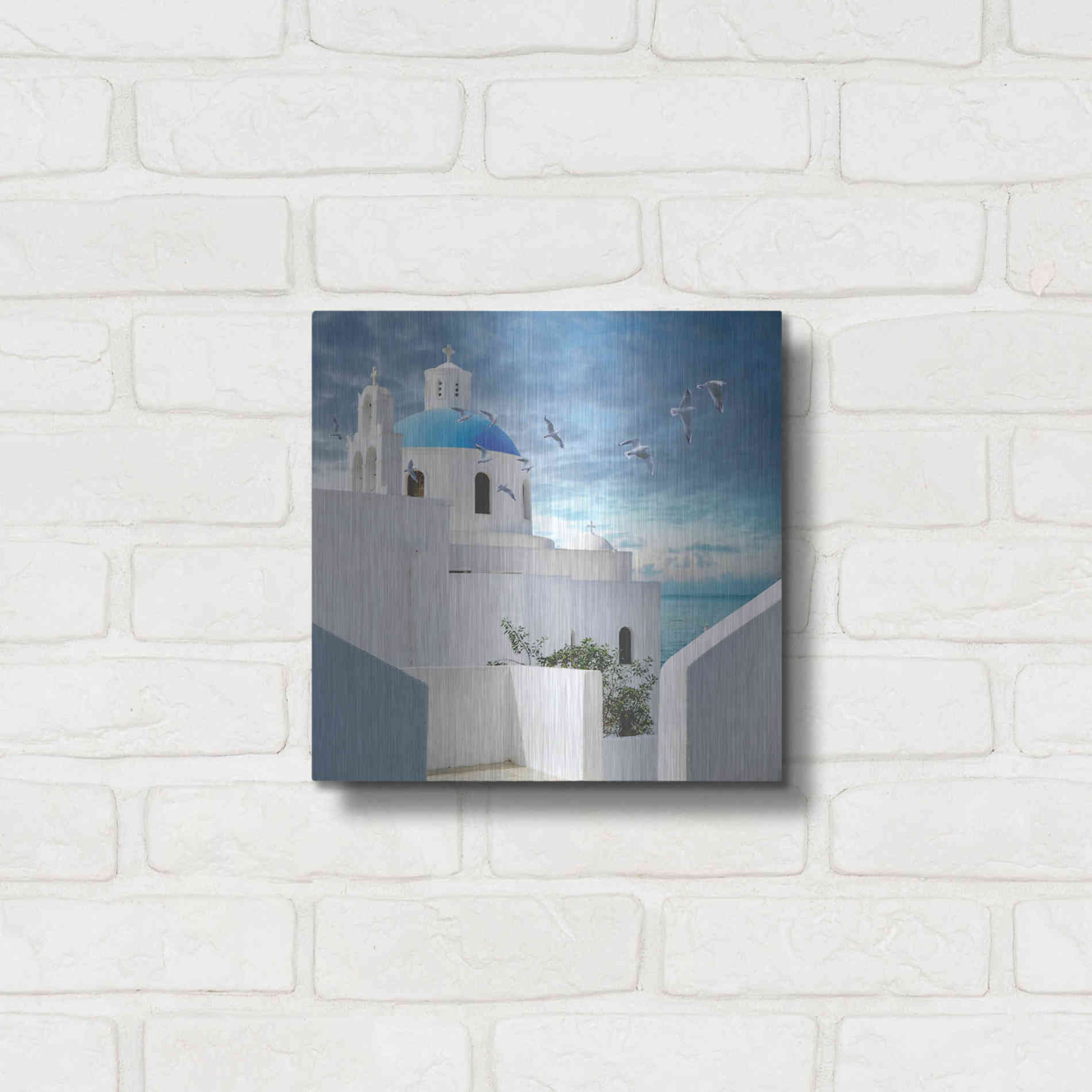 Luxe Metal Art 'Grecianblue One' by Steve Hunziker Metal Wall Art,12x12