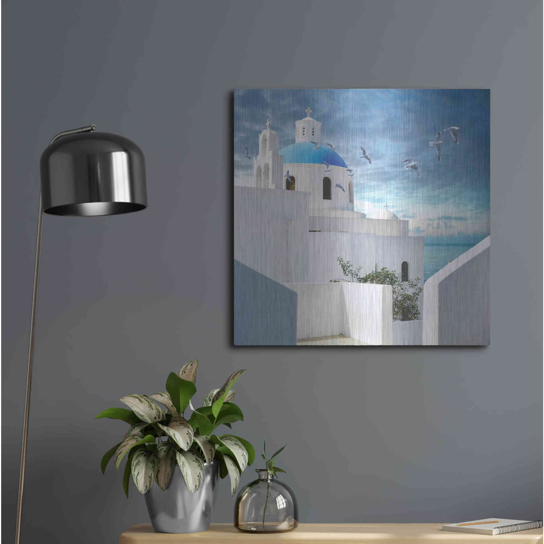 Luxe Metal Art 'Grecianblue One' by Steve Hunziker Metal Wall Art,24x24