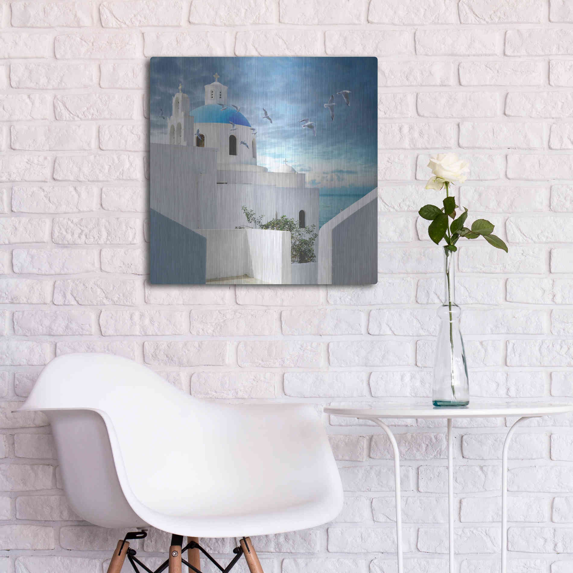 Luxe Metal Art 'Grecianblue One' by Steve Hunziker Metal Wall Art,24x24