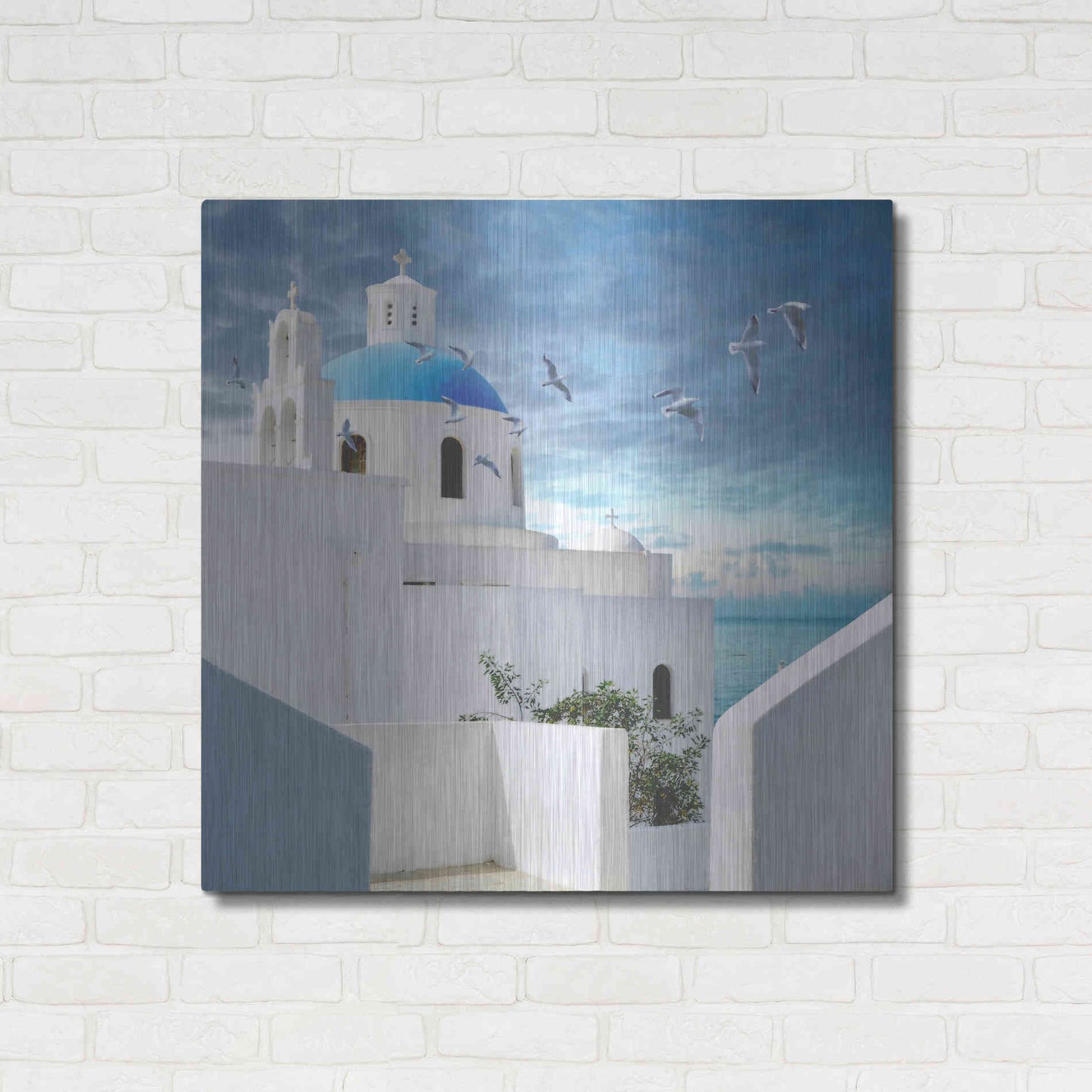 Luxe Metal Art 'Grecianblue One' by Steve Hunziker Metal Wall Art,36x36