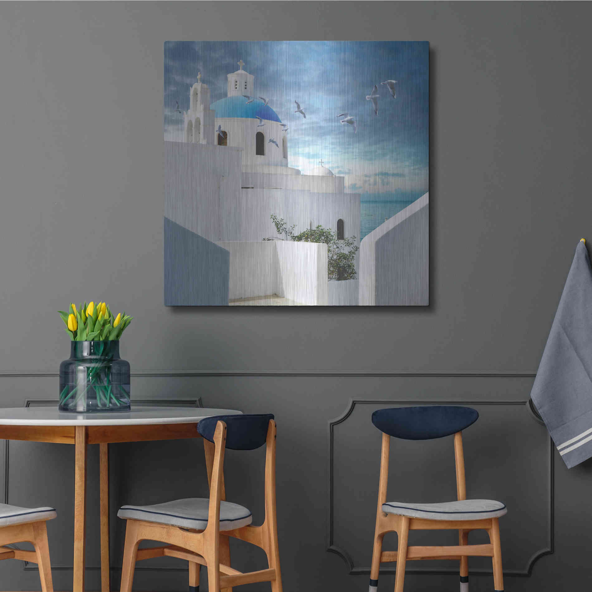 Luxe Metal Art 'Grecianblue One' by Steve Hunziker Metal Wall Art,36x36