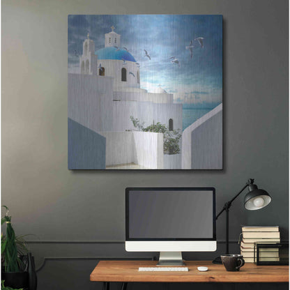 Luxe Metal Art 'Grecianblue One' by Steve Hunziker Metal Wall Art,36x36