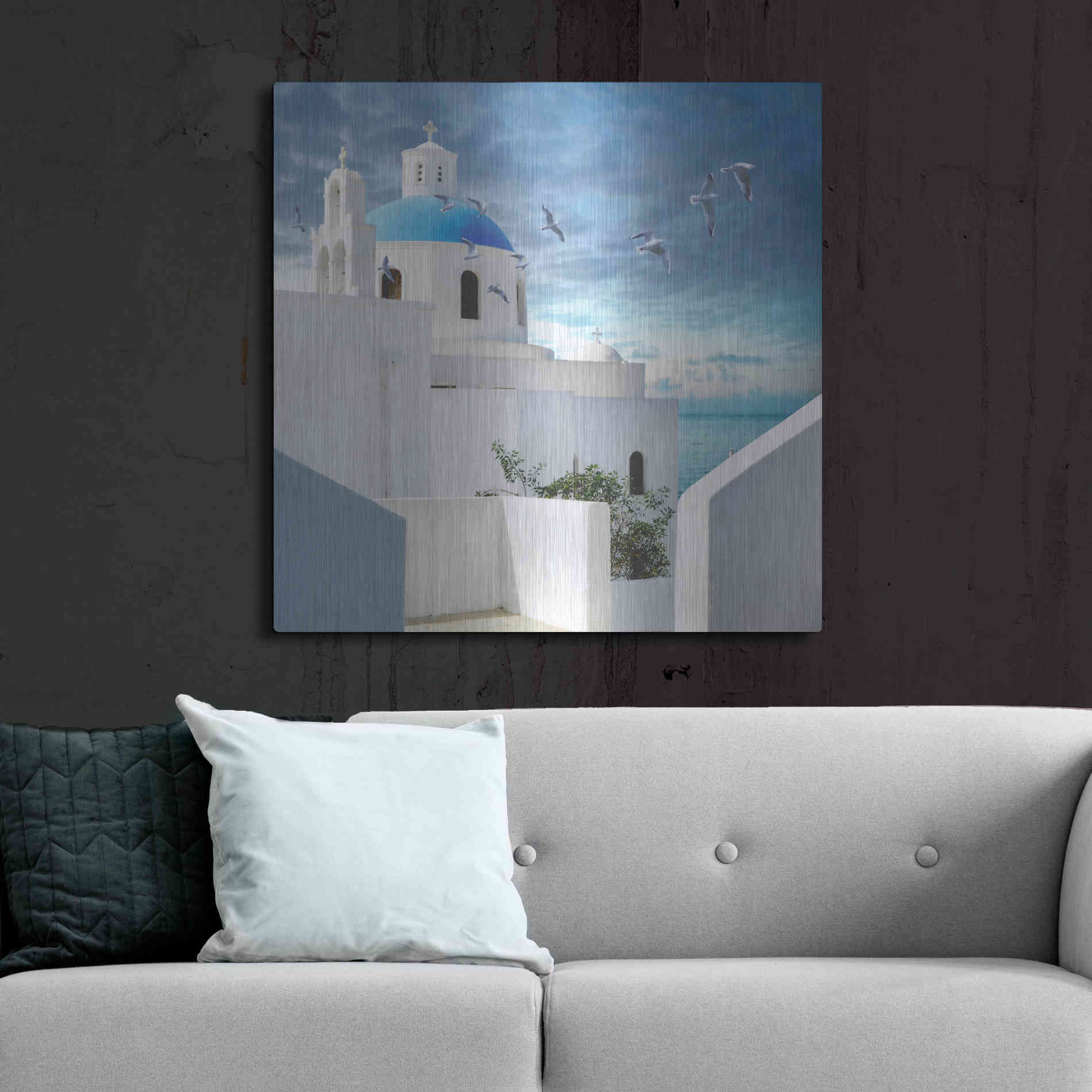 Luxe Metal Art 'Grecianblue One' by Steve Hunziker Metal Wall Art,36x36