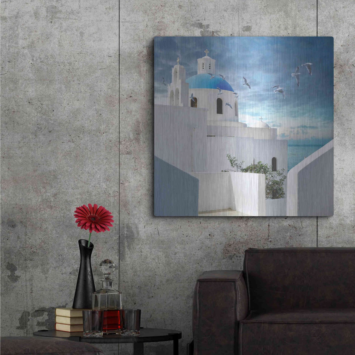 Luxe Metal Art 'Grecianblue One' by Steve Hunziker Metal Wall Art,36x36