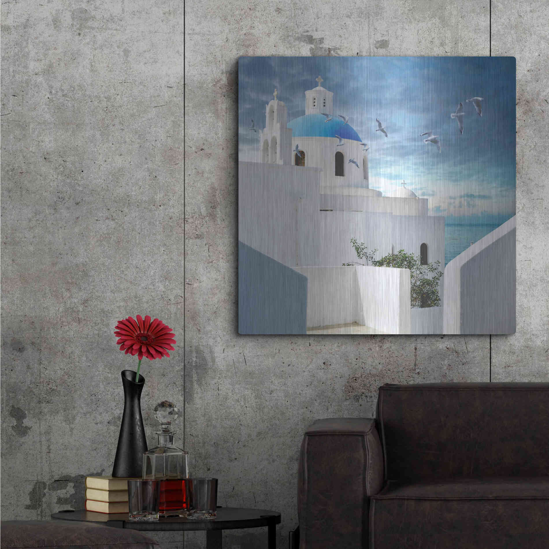 Luxe Metal Art 'Grecianblue One' by Steve Hunziker Metal Wall Art,36x36