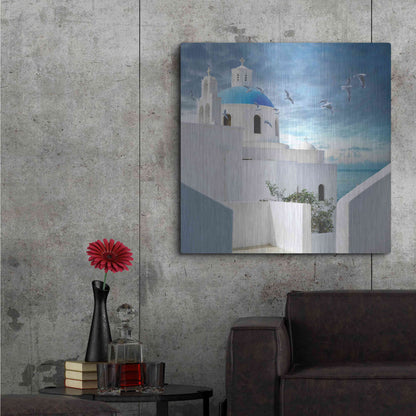 Luxe Metal Art 'Grecianblue One' by Steve Hunziker Metal Wall Art,36x36