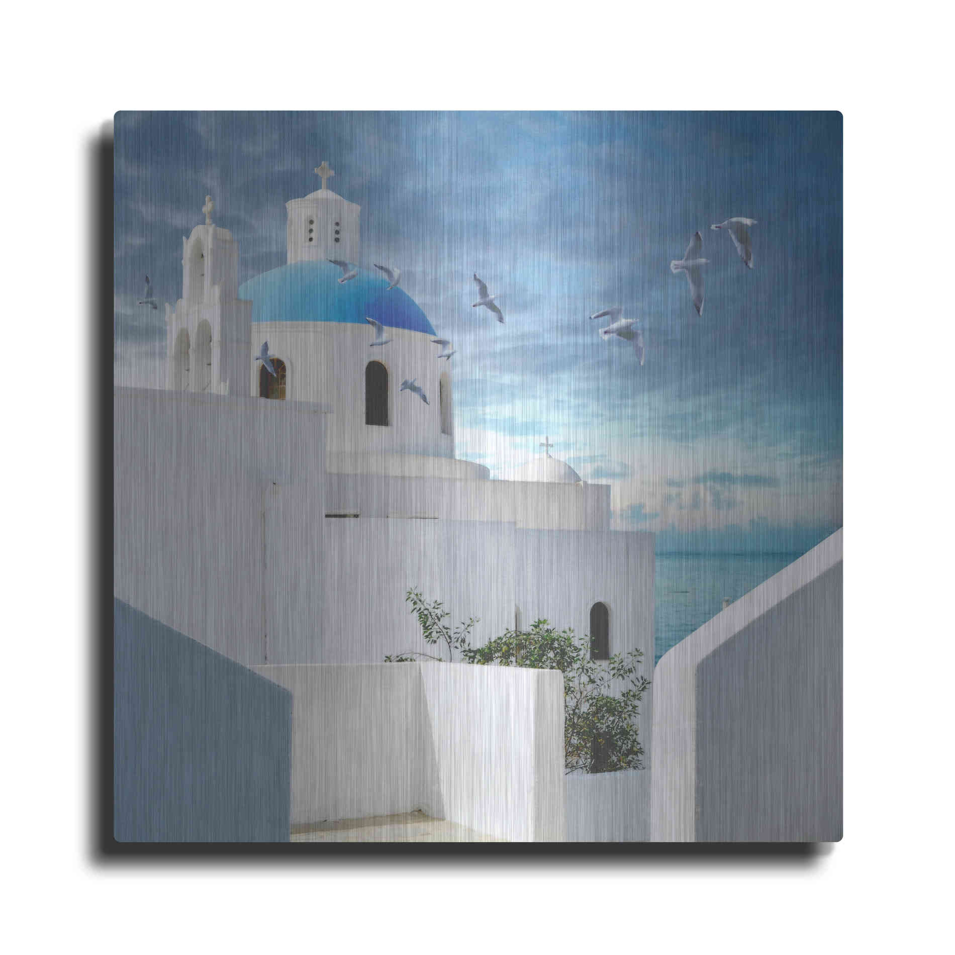 Luxe Metal Art 'Grecianblue One' by Steve Hunziker Metal Wall Art