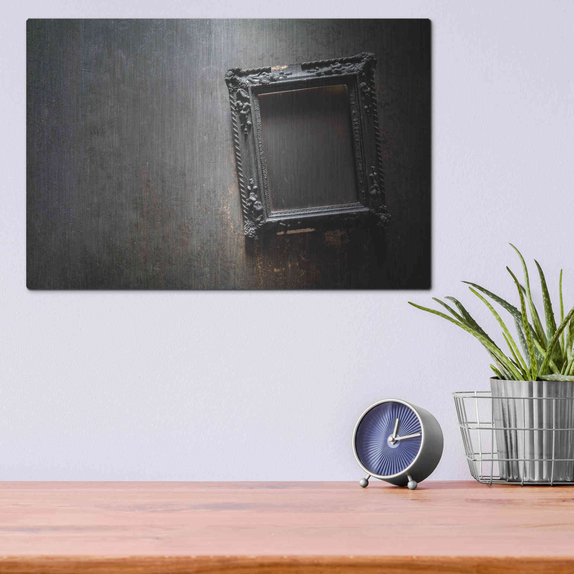 Luxe Metal Art 'Burned Frame' by Roman Robroek Metal Wall Art,16x12