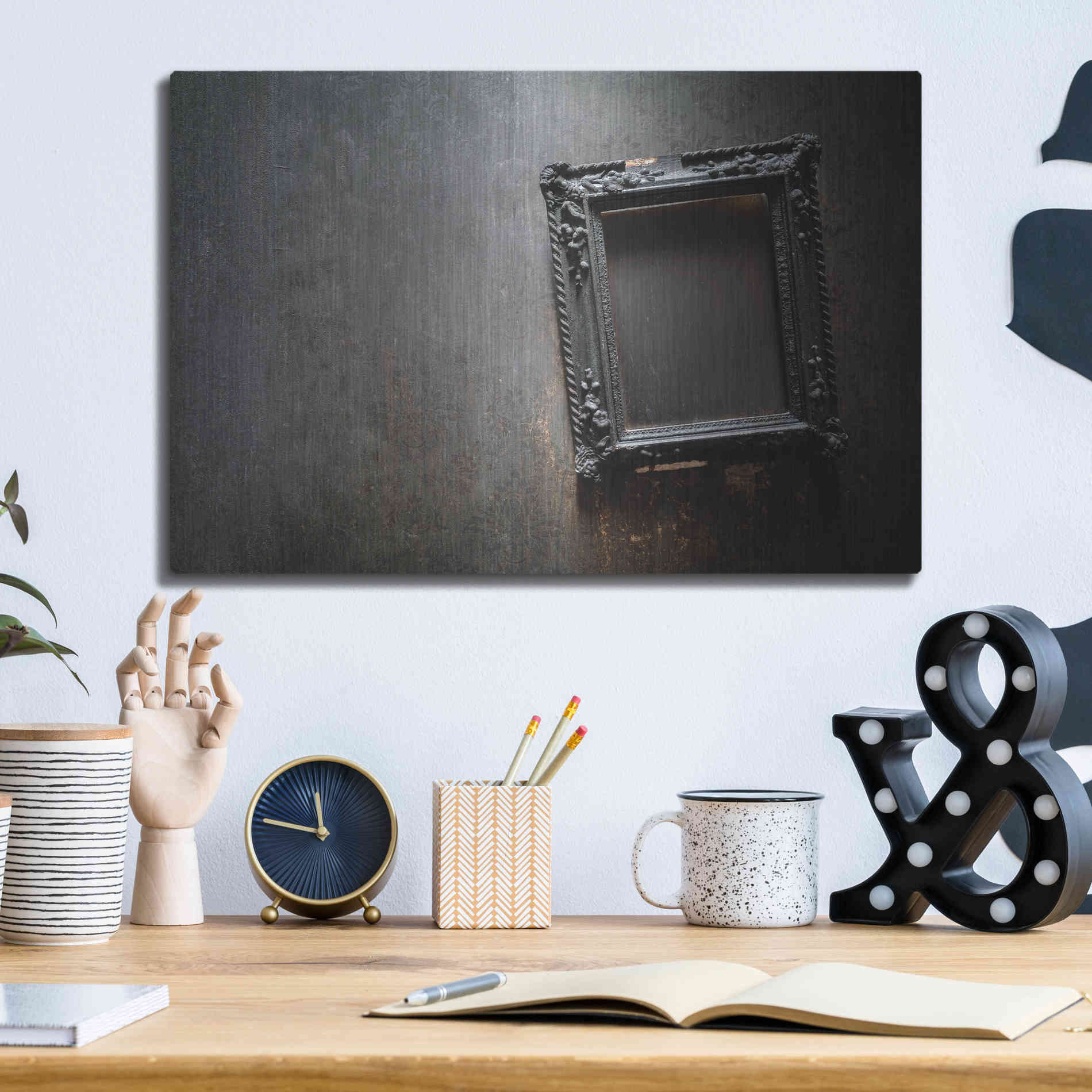 Luxe Metal Art 'Burned Frame' by Roman Robroek Metal Wall Art,16x12