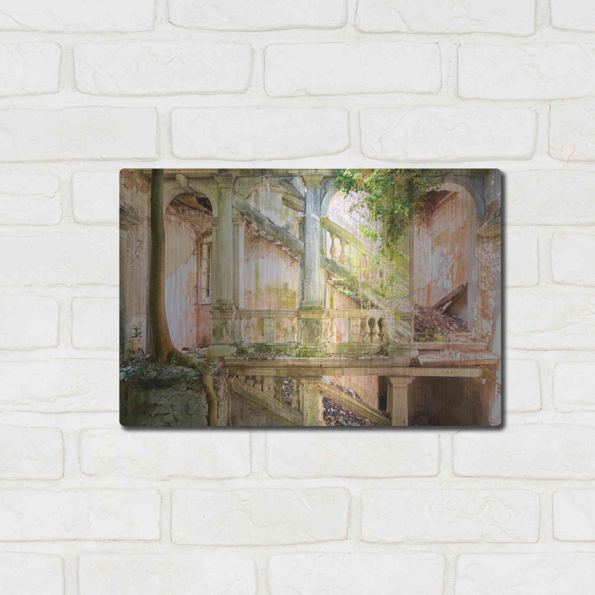 Luxe Metal Art 'Poetic Villa Ruin' by Roman Robroek Metal Wall Art,16x12