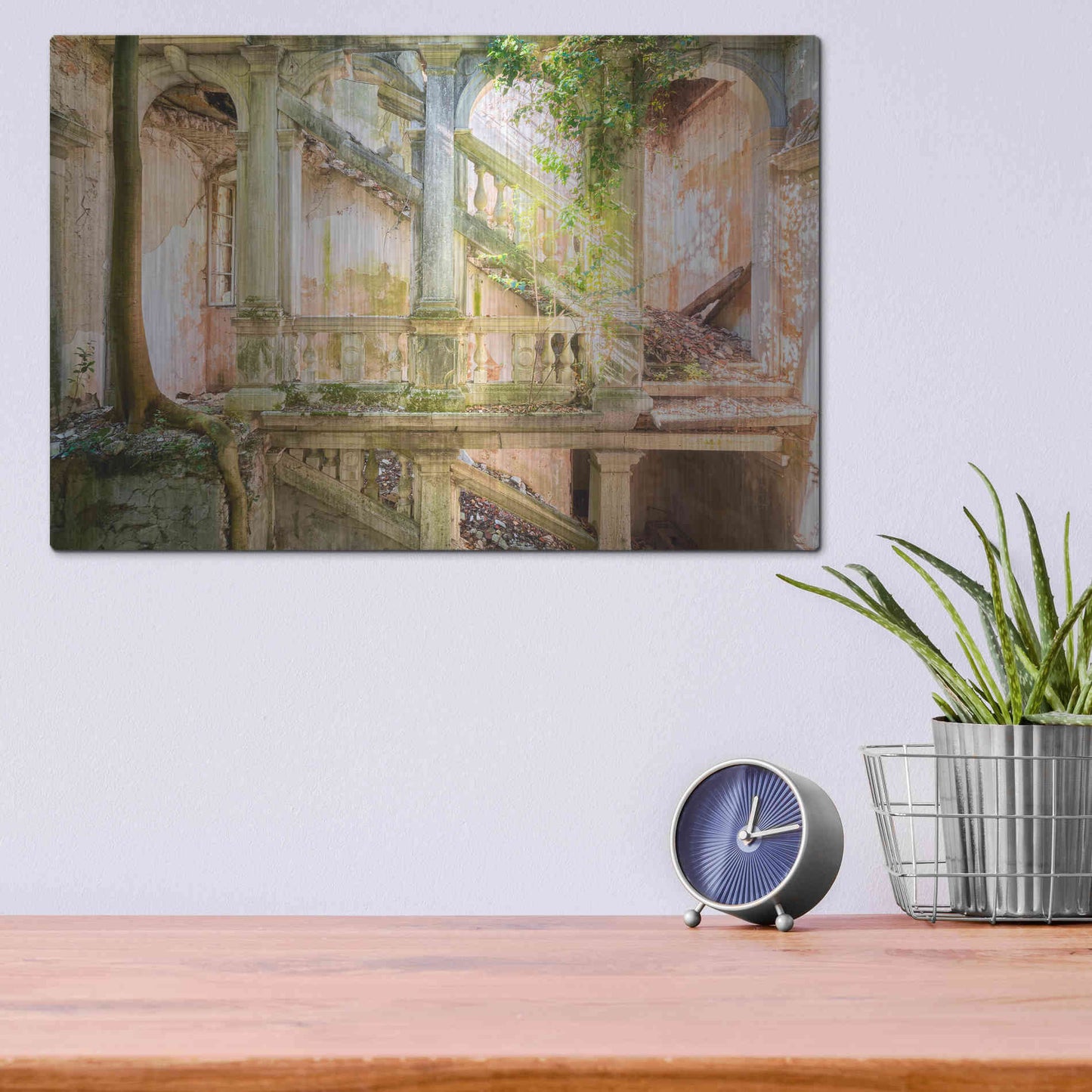 Luxe Metal Art 'Poetic Villa Ruin' by Roman Robroek Metal Wall Art,16x12