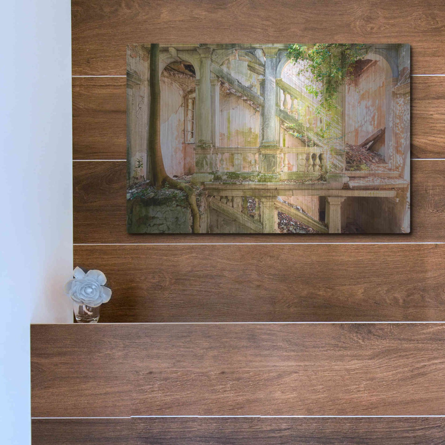 Luxe Metal Art 'Poetic Villa Ruin' by Roman Robroek Metal Wall Art,16x12