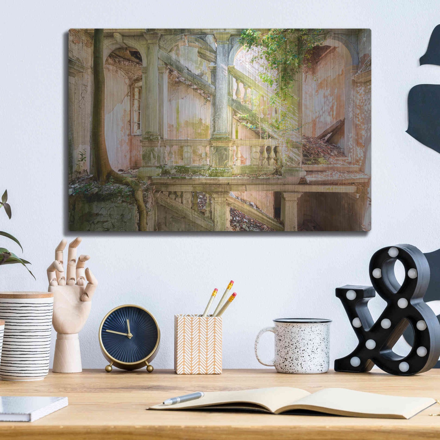 Luxe Metal Art 'Poetic Villa Ruin' by Roman Robroek Metal Wall Art,16x12
