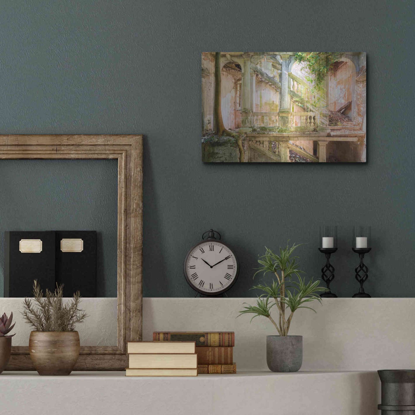 Luxe Metal Art 'Poetic Villa Ruin' by Roman Robroek Metal Wall Art,16x12