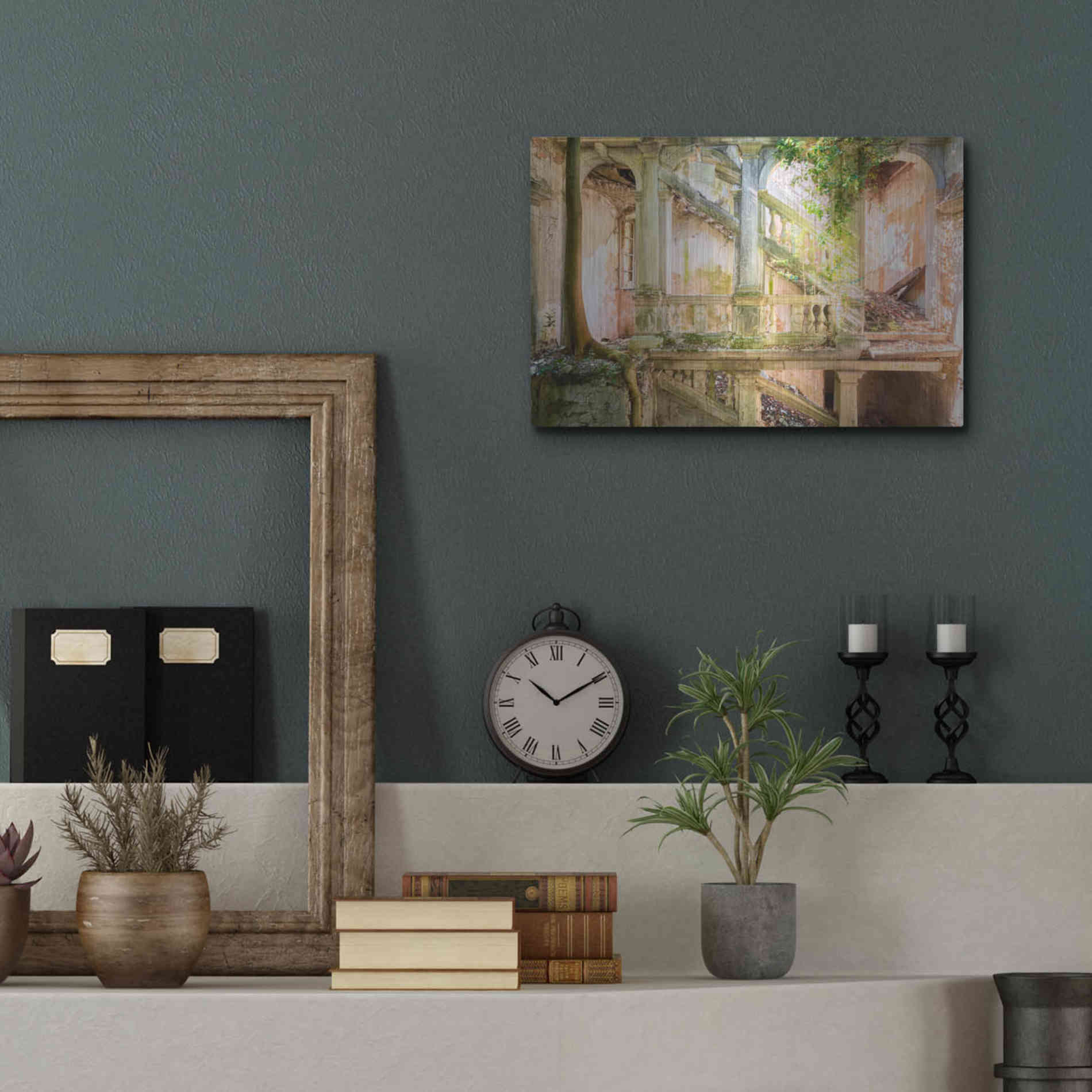 Luxe Metal Art 'Poetic Villa Ruin' by Roman Robroek Metal Wall Art,16x12