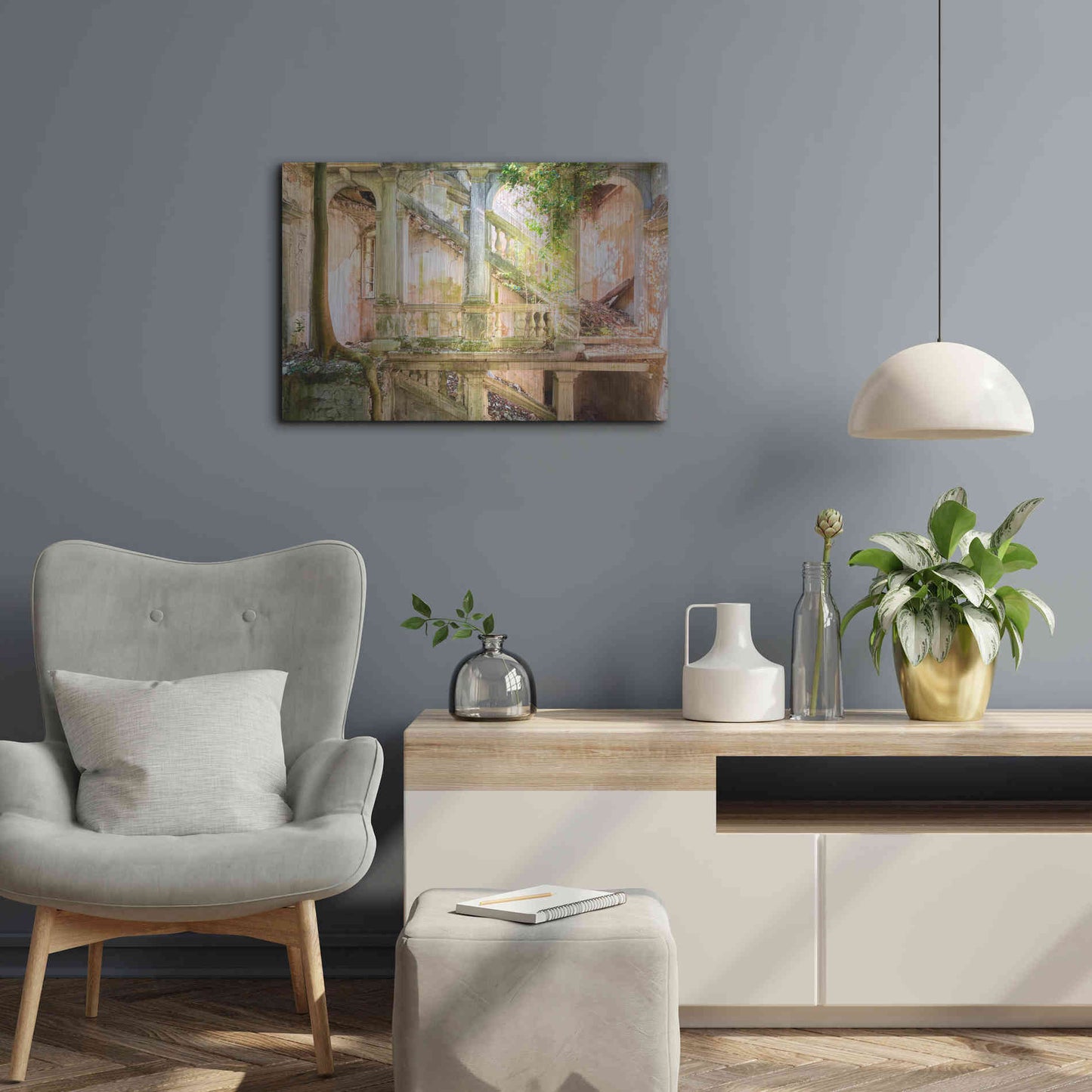 Luxe Metal Art 'Poetic Villa Ruin' by Roman Robroek Metal Wall Art,24x16