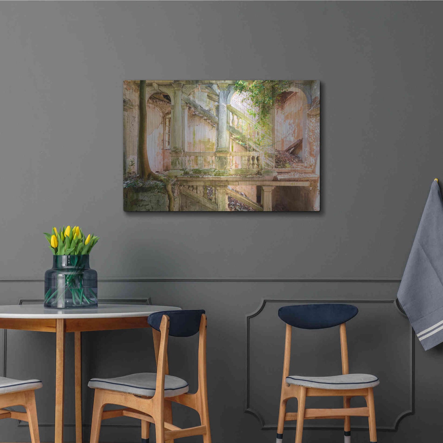 Luxe Metal Art 'Poetic Villa Ruin' by Roman Robroek Metal Wall Art,36x24